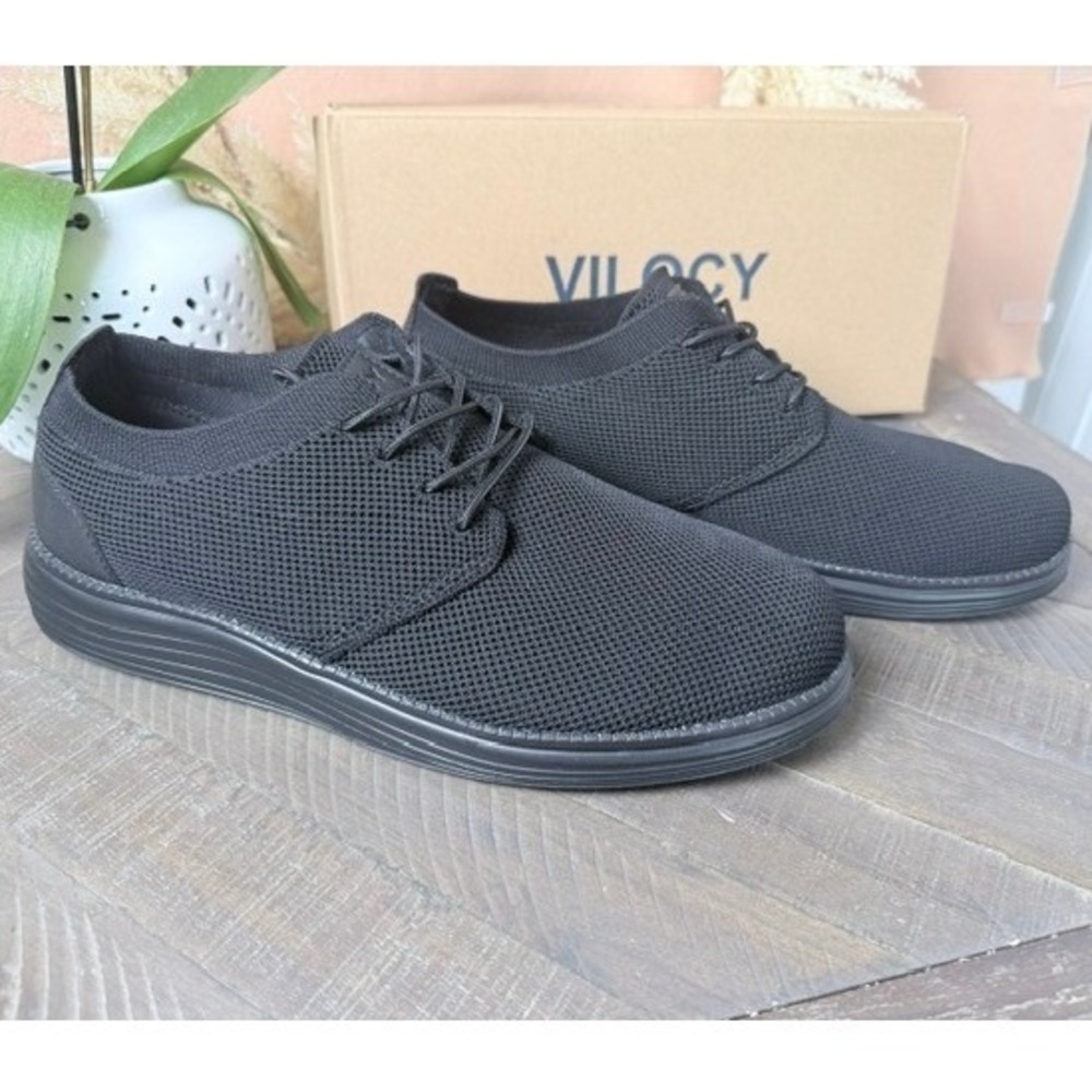 VILOCY Mens Black Knit Dress Shoes Size 11 Lightweight Casual Oxford V2301